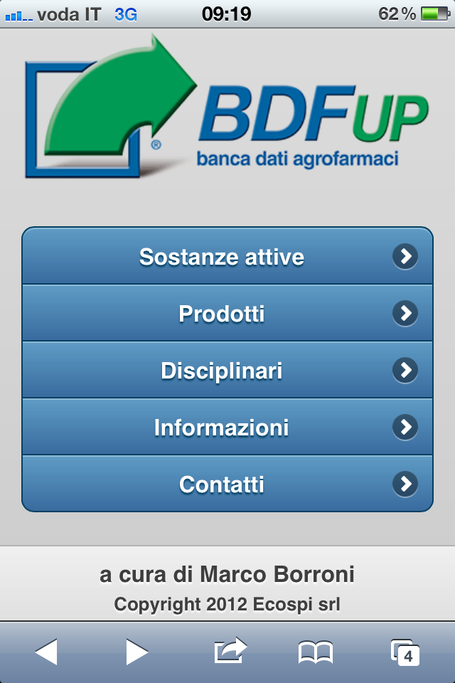 BDF-UP menu principale