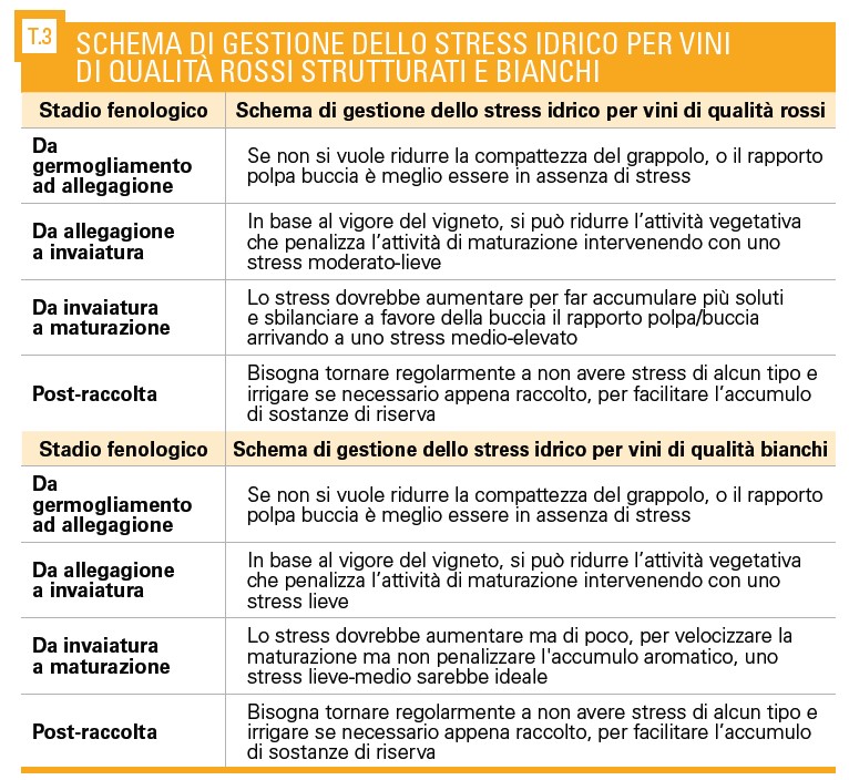 gestione stress idrico vite