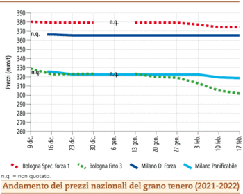 prezzi grano tenero febbraio 2022 lunedì 21