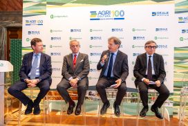 Da sinistra: Sergio Marchi Ismea; Vittorio Viora, cons Amministr Reale Mutia; Roberto Caponi, DG Confagricoltura, Enea Dallaglio, Gruppo Cerved